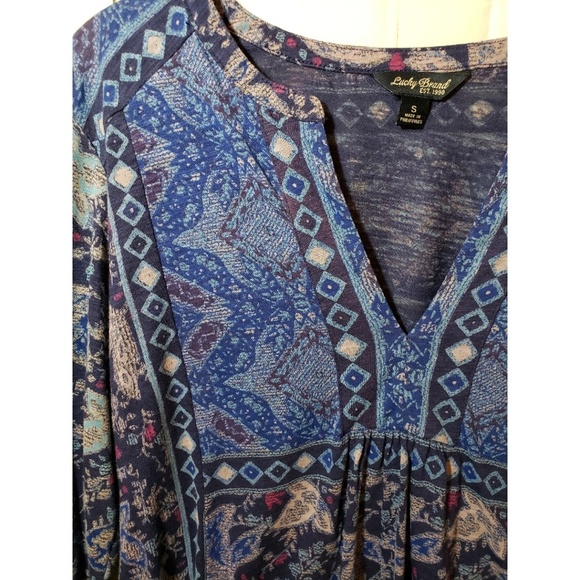**SALE** LUCKY BRAND purple paisley top S - Picture 3 of 5
